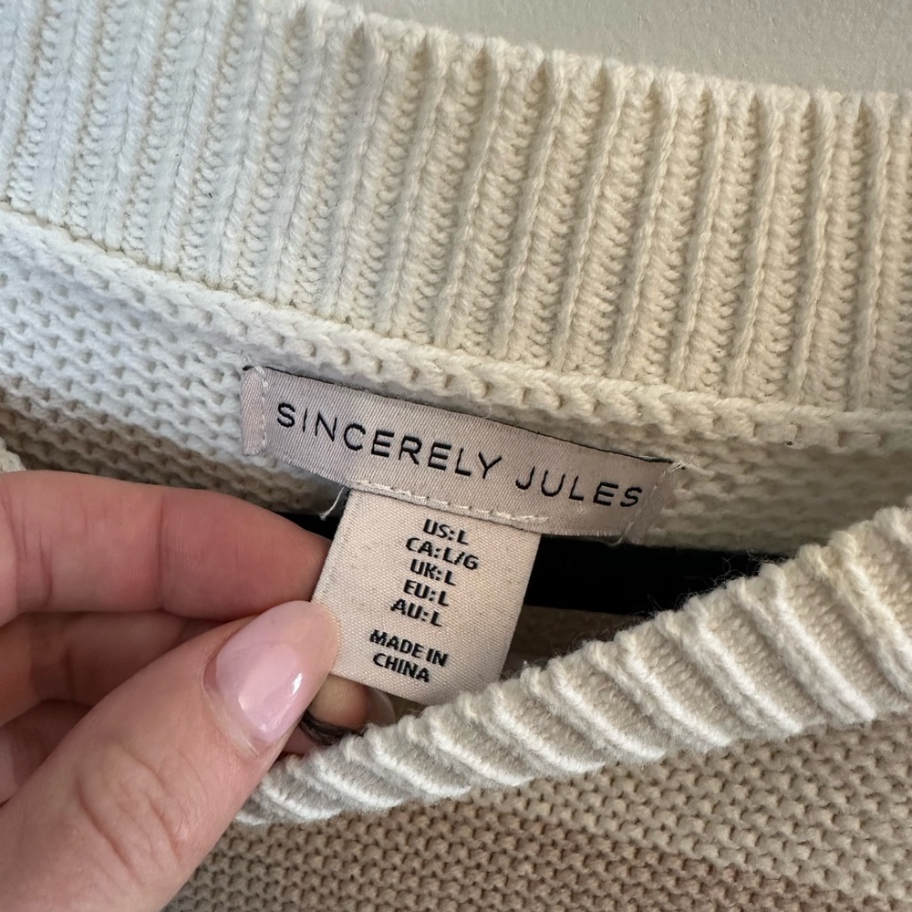 Sincerely Jules Cream and Tan Striped Sweater - Picture 2 of 5